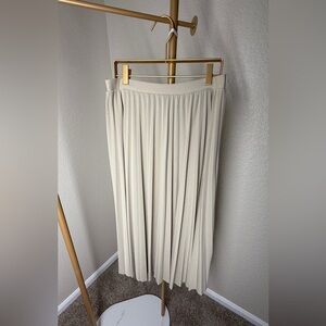 H&M Cream Pleated Midi Skirt
